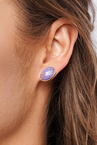 Lavender Oval Stud Earrings