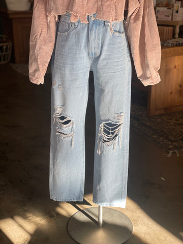 Petra Light Distressed Mom Jeans