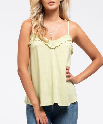 Lace And Ruffle Spaghetti Strap Top