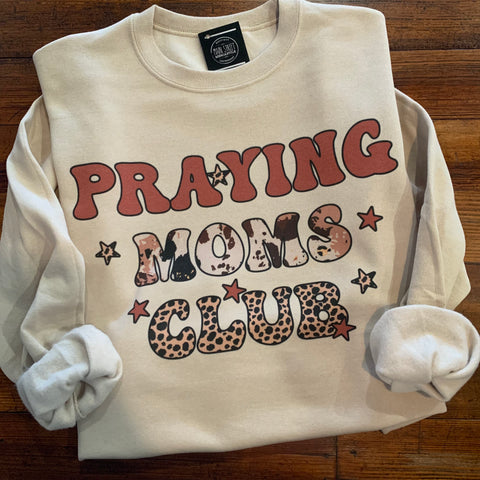 Praying Moms Club cow print Graphic top