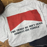 Chase Cowboys and Tequila in red graphic tee